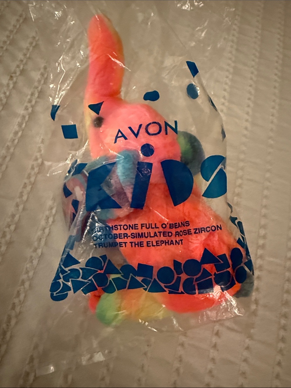 Avon Neon Pink Orange Green Blue Plush Elephant